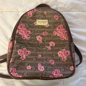Juicy Couture Brown and Pink Rose Backpack